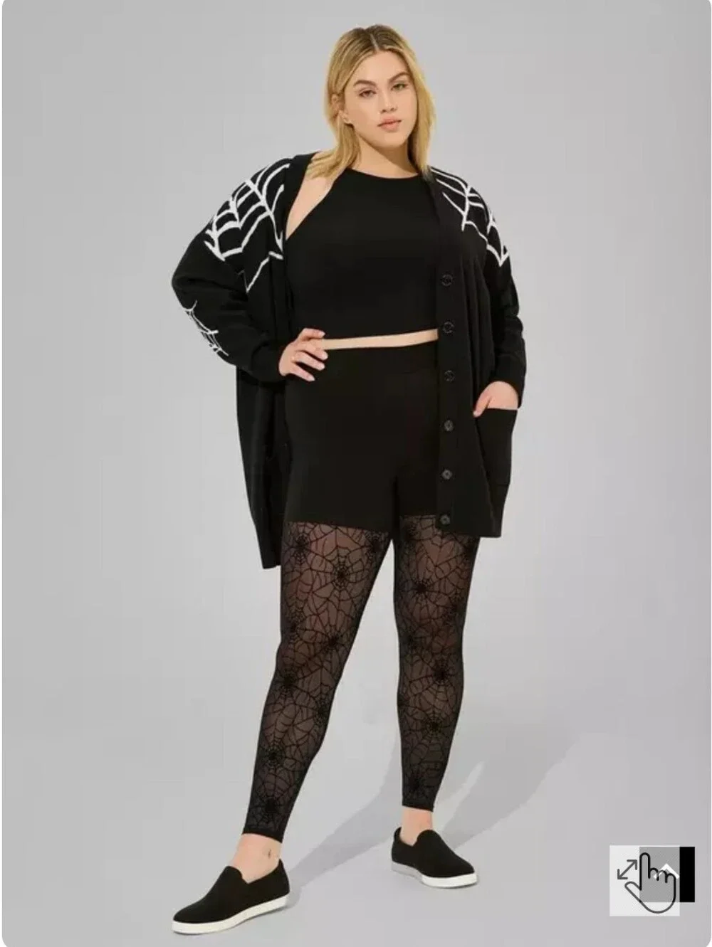 torrid Black Spiderweb Pattern Leggings Sz 0 L 12 - Picture 2 of 6